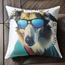 サングラス コリー コート クッションカバー 45×45cm アニマル柄 おしゃれ 可愛い クッション本体付き 正方形 犬ファン