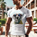 Tシャツ メンズ キッズ 犬ファン 半袖 春夏 犬柄 プリント カジュアル かわいい 人間用 フィットネス ダンス サングラス ボルゾイ コート テキスト