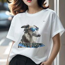 Tシャツ レディース 犬ファン 半袖 春夏 犬柄 プリント カジュアル かわいい 人間用 フィットネス ダンス サングラス ボルゾイ ジャケット 文字(4)