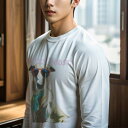 長袖Tシャツ 人間用 メンズ 秋春夏 プリント レジャー アウトドア カジュアル かわいい 犬ファン サングラス ボルゾイ ネクタイ