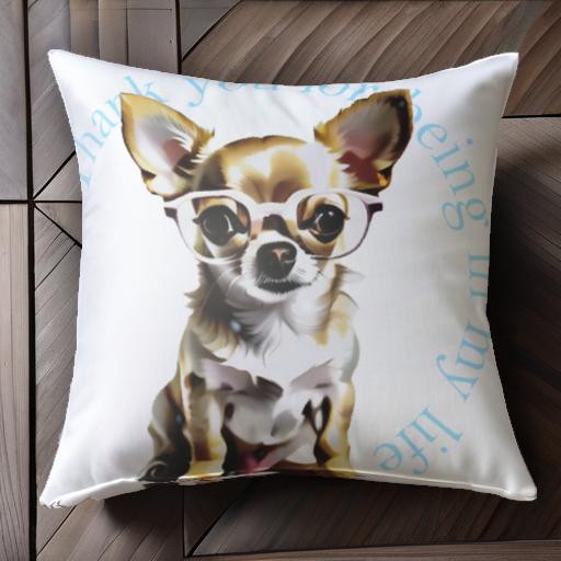 メガネ チワワ クッションカバー 45×45cm アニマル柄 おしゃれ 可愛い クッション本体付き 正方形 犬フ..