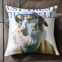 サングラス ボルゾイ マフラー トレンチコート レトロ クール クッションカバー 45×45cm アニマル柄 おしゃれ 可愛い クッション本体付き 正方形 犬フ...