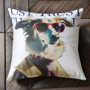 サングラス ボーダーコリー コート 紫のネクタイ クッションカバー 45×45cm アニマル柄 おしゃれ 可愛い クッション本体付き 正方形 犬ファン