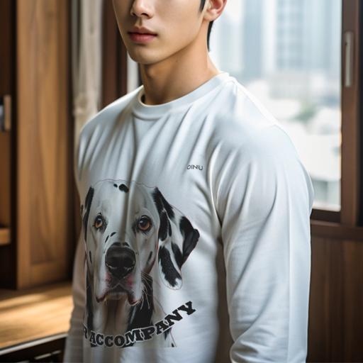 楽天フロントップ楽天市場店長袖Tシャツ 人間用 メンズ 秋春夏 プリント レジャー アウトドア カジュアル かわいい 犬ファン 文字 ダルメシアン 白黒 犬 注目 イヌ