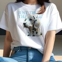 Tシャツ レディース 犬ファン 半袖 春夏 犬柄 プリント カジュアル かわいい 人間用 フィットネス ダンス 信頼 ダルメシアン かわいい 白黒 犬(4)