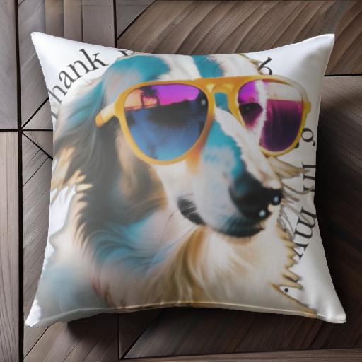 サングラス ダックスフント ありがとう クッションカバー 45×45cm アニマル柄 おしゃれ 可愛い クッシ..