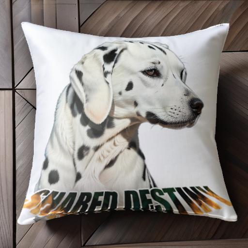 テキスト ダルメシアン 炎 クッションカバー 45×45cm アニマル柄 おしゃれ 可愛い クッション本体付き 正方形 犬ファン