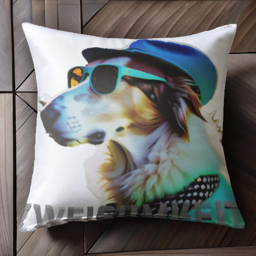 帽子 ボルゾイ サングラス パイプ スカーフ クッションカバー 45×45cm アニマル柄 おしゃれ 可愛い クッション本体付き 正方形 犬ファン