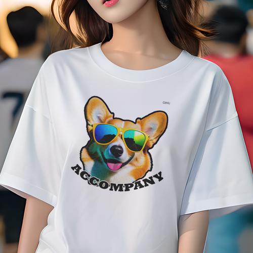 Tシャツ レディース 犬ファン 半袖 春夏 犬柄 プリント カジュアル かわいい 人間用 フィットネス ダンス サングラス コーギー 笑顔 陽気 ポップアート Tシャツ レディース 犬ファン 半袖 春夏 犬柄 プリント カジュアル かわいい 人間用 フィットネス ダンス サングラス コーギー 笑顔 陽気 ポップアート