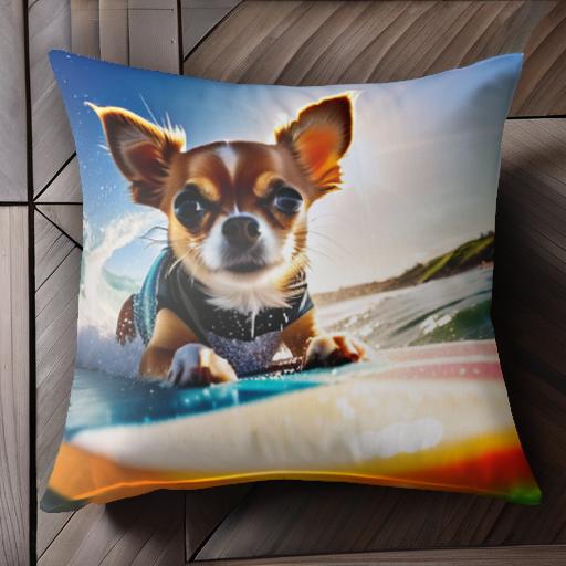 サーフィン チワワ 海 波 サーフボード 太陽 クッションカバー 45×45cm アニマル柄 おしゃれ 可愛い ク..