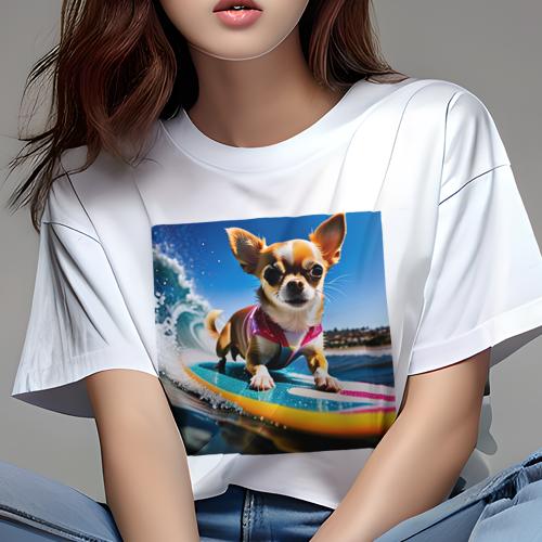 Tシャツ レディース 犬ファン 半袖 春夏 犬柄 プリント カジュアル かわいい 人間用 フィットネス ダン..