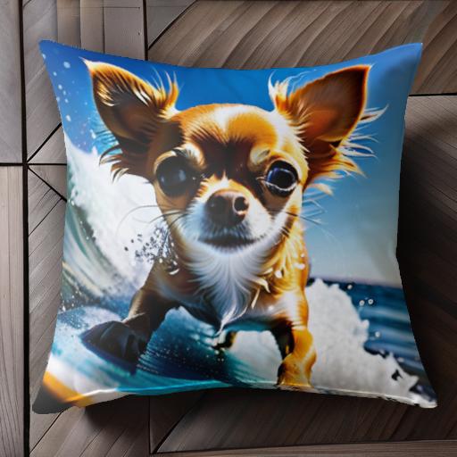 サーフィン チワワ 海 波 青空 サーフボード クッションカバー 45×45cm アニマル柄 おしゃれ 可愛い ク..