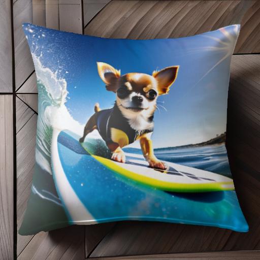 サーフボード チワワ 波 太陽 海 青い空 クッションカバー 45×45cm アニマル柄 おしゃれ 可愛い クッション本体付き 正方形 犬ファン サーフボード チワワ 波 太陽 海 青い空 クッションカバー 45×45cm アニマル柄 おしゃれ 可愛い クッション本体付き 正方形 犬ファン