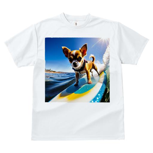 Tシャツ レディース 犬ファン 半袖 春夏 犬柄 プリント カジュアル かわいい 人間用 フィットネス ダンス サーフィン チワワ 波 海 青空 太陽