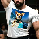 Tシャツ メンズ キッズ 犬ファン 半袖 春夏 犬柄 プリント カジュアル かわいい 人間用 フィットネス ダンス サーフィン チワワ 波 青空 犬用ライフジャケット