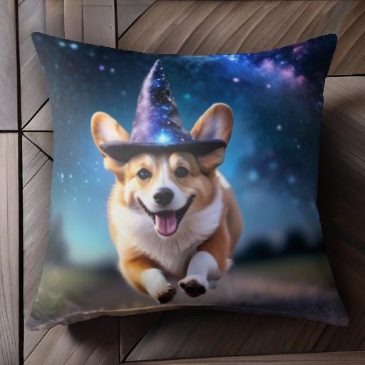 魔法の帽子 コーギー 夜空 宇宙 クッションカバー 45×45cm アニマル柄 おしゃれ 可愛い クッション本体..