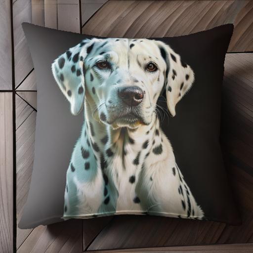 黒い斑点 ダルメシアン 白い毛 可愛い おしゃれ ペット クッションカバー 45×45cm アニマル柄 クッション本体付き 正方形 犬ファン