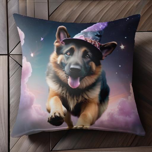 魔法の帽子 ジャーマンシェパードドッグ 雲 夜空 星 クッションカバー 45×45cm アニマル柄 おしゃれ 可愛い クッション本体付き 正方形 犬ファン 魔法の帽子 ジャーマンシェパードドッグ 雲 夜空 星 クッションカバー 45×45cm アニマル柄 おしゃれ 可愛い クッション本体付き 正方形 犬ファン