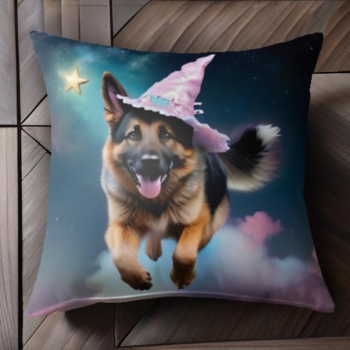 魔法 ジャーマンシェパードドッグ 星 帽子 クッションカバー 45×45cm アニマル柄 おしゃれ 可愛い クッ..