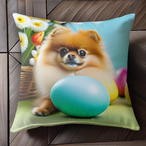 花 ポメラニアン かご たまご 黄色 オレンジ色 クッションカバー 45×45cm アニマル柄 おしゃれ 可愛い クッション本体付き 正方形 犬ファン 花 ポメラニアン かご たまご 黄色 オレンジ色 クッションカバー 45×45cm アニマル柄 おしゃれ 可愛い クッション本体付き 正方形 犬ファン