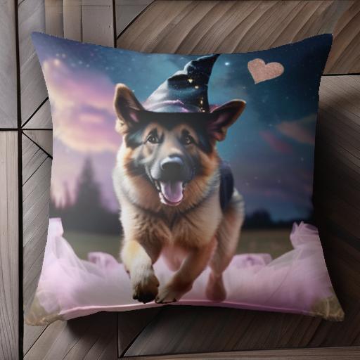 魔法の帽子 ジャーマンシェパード 星空 ハート チュチュ 夜空 クッションカバー 45×45cm アニマル柄 お..