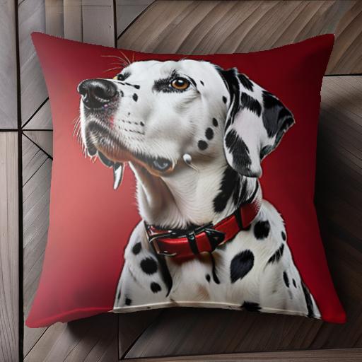 赤色の背景 ダルメシアン 首輪 クッションカバー 45×45cm アニマル柄 おしゃれ 可愛い クッション本体付き 正方形 犬ファン