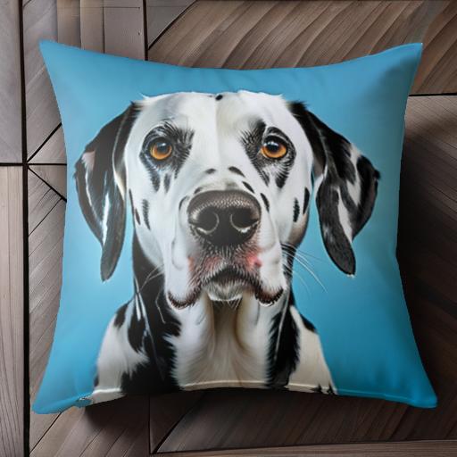青背景 ダルメシアン クッションカバー 45×45cm アニマル柄 おしゃれ 可愛い クッション本体付き 正方..