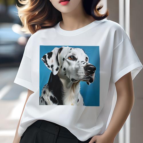 Tシャツ レディース 犬ファン 半袖 春夏 犬柄 プリント カジュアル かわいい 人間用 フィットネス ダンス 青い背景 ダルメシアン Tシャツ レディース 犬ファン 半袖 春夏 犬柄 プリント カジュアル かわいい 人間用 フィットネス ダンス 青い背景 ダルメシアン