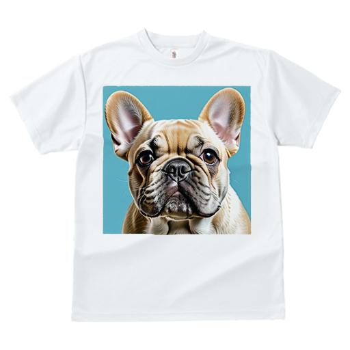 Tシャツ レディース 犬ファン 半袖 春夏 犬柄 プリント カジュアル かわいい 人間用 フィットネス ダンス 青い背景 フレンチブルドッグ