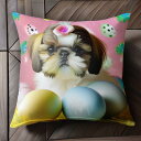 卵 シーズー かわいい ファンシー ピンクの背景 クッションカバー 45×45cm アニマル柄 おしゃれ 可愛い クッション本体付き 正方形 犬ファン