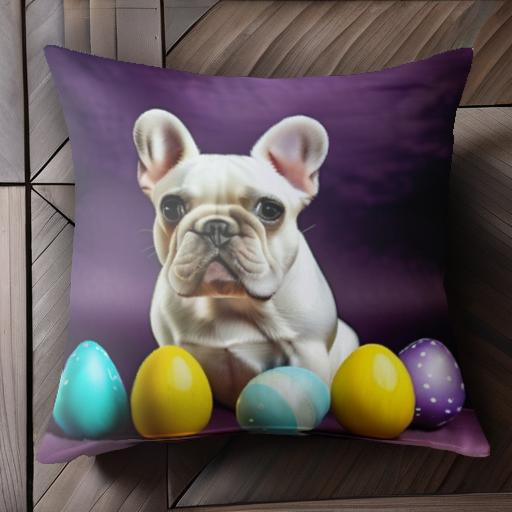 カラフルな卵 フレンチブルドッグ 紫の背景 可愛い犬 クッションカバー 45×45cm アニマル柄 おしゃれ 可愛い クッション本体付き 正方形 犬ファン カラフルな卵 フレンチブルドッグ 紫の背景 可愛い犬 クッションカバー 45×45cm アニマル柄 おしゃれ 可愛い クッション本体付き 正方形 犬ファン