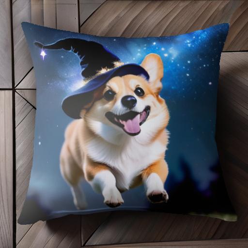 魔法の帽子 コーギー 星 夜空 クッションカバー 45×45cm アニマル柄 おしゃれ 可愛い クッション本体付き 正方形 犬ファン 魔法の帽子 コーギー 星 夜空 クッションカバー 45×45cm アニマル柄 おしゃれ 可愛い クッション本体付き 正方形 犬ファン