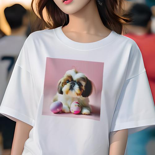 Tシャツ レディース 犬ファン 半袖 春夏 犬柄 プリント カジュアル かわいい 人間用 フィットネス ダン..