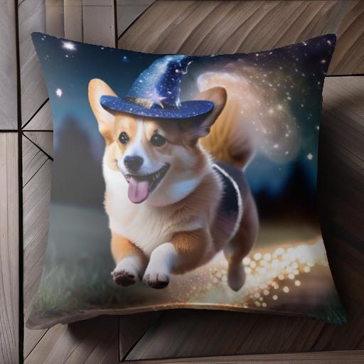 魔法の帽子 コーギー 星 夜 魔法 クッションカバー 45×45cm アニマル柄 おしゃれ 可愛い クッション本体付き 正方形 犬ファン 魔法の帽子 コーギー 星 夜 魔法 クッションカバー 45×45cm アニマル柄 おしゃれ 可愛い クッション本体付き 正方形 犬ファン