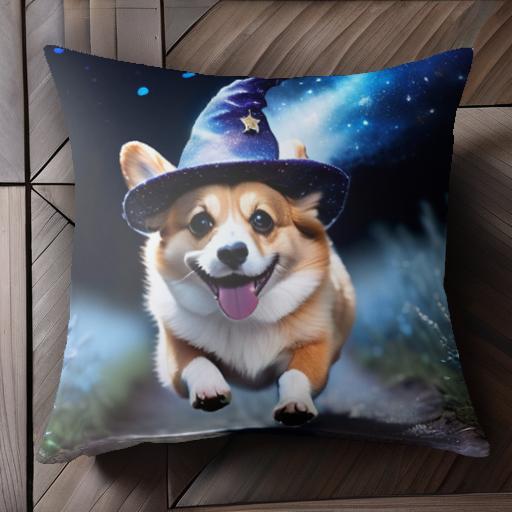 魔法の帽子 ウェルシュコーギー 夜空 光の軌跡 クッションカバー 45×45cm アニマル柄 おしゃれ 可愛い ..