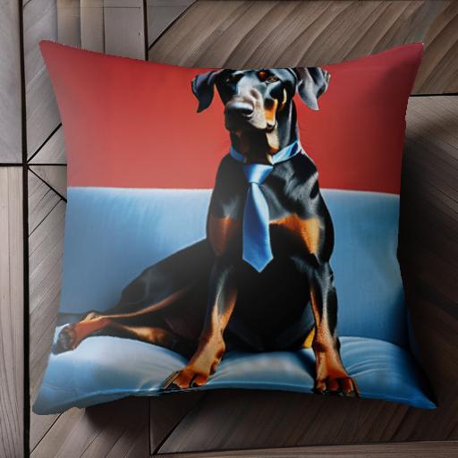 ソファー ドーベルマン ネクタイ 赤の背景 クッションカバー 45×45cm アニマル柄 おしゃれ 可愛い クッ..