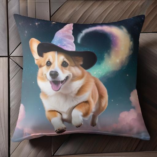 魔法の帽子 ウェルシュコーギー 宇宙 星 雲 ファンタジー クッションカバー 45×45cm アニマル柄 おしゃれ 可愛い クッション本体付き 正方形 犬ファン 魔法の帽子 ウェルシュコーギー 宇宙 星 雲 ファンタジー クッションカバー 45×45cm アニマル柄 おしゃれ 可愛い クッション本体付き 正方形 犬ファン