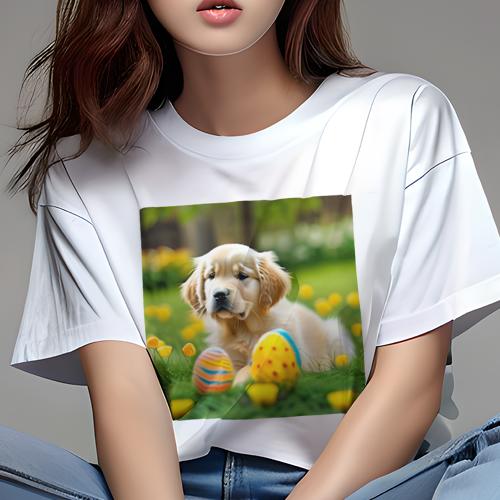 Tシャツ レディース 犬ファン 半袖 春夏 犬柄 プリント カジュアル かわいい 人間用 フィットネス ダンス 芝生 ゴールデンレトリバー イースターエッグ 花 Tシャツ レディース 犬ファン 半袖 春夏 犬柄 プリント カジュアル かわいい 人間用 フィットネス ダンス 芝生 ゴールデンレトリバー イースターエッグ 花
