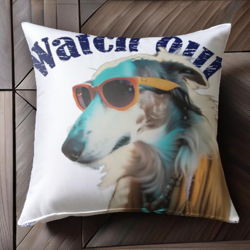 眼鏡 ボルゾイ 注意 派手 スタイリッシュ クッションカバー 45×45cm アニマル柄 おしゃれ 可愛い クッション本体付き 正方形 犬ファン