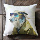 サングラス その他 コート クッションカバー 45×45cm アニマル柄 おしゃれ 可愛い クッション本体付き 正方形 犬ファン