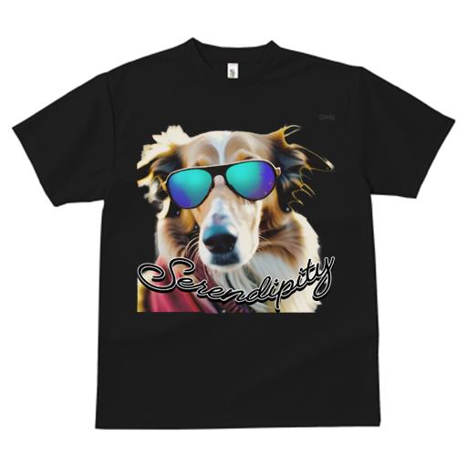 Tシャツ メンズ キッズ 犬ファン 半袖 春夏 犬柄 プリント カジュアル かわいい 人間用 フィットネス ダンス サングラス ボーダーコリー セレンディピティ 犬