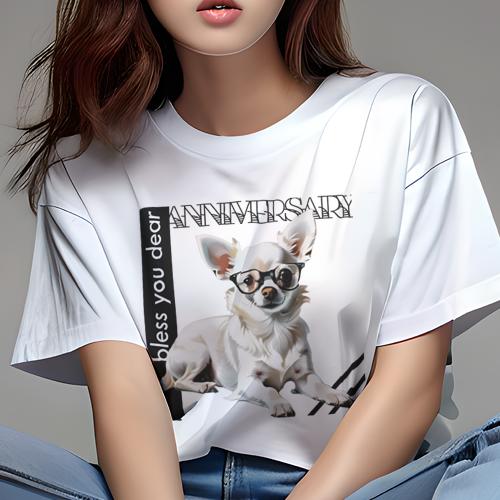 Tシャツ レディース 犬ファン 半袖 春夏 犬柄 プリント カジュアル かわいい 人間用 フィットネス ダンス メガネ チワワ 文字 Tシャツ レディース 犬ファン 半袖 春夏 犬柄 プリント カジュアル かわいい 人間用 フィットネス ダンス メガネ チワワ 文字