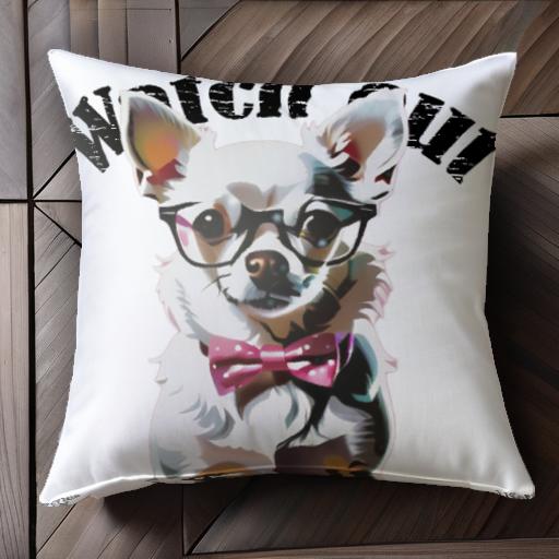 メガネ チワワ 蝶ネクタイ クッションカバー 45×45cm アニマル柄 おしゃれ 可愛い クッション本体付き ..