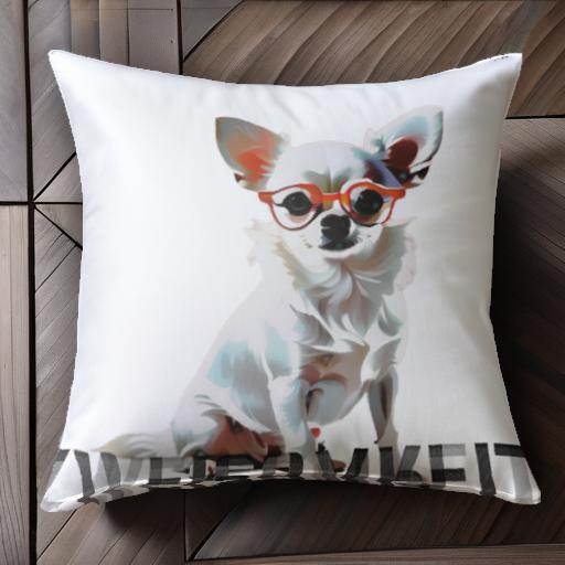 眼鏡 チワワ ドイツ語 クッションカバー 45×45cm アニマル柄 おしゃれ 可愛い クッション本体付き 正方..