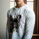 長袖Tシャツ 人間用 メンズ 秋春夏 プリント レジャー アウトドア カジュアル かわいい 犬ファン 文字 フレンチブルドッグ