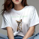 Tシャツ レディース 犬ファン 半袖 春夏 犬柄 プリント カジュアル かわいい 人間用 フィットネス ダンス メガネ チワワ(4)