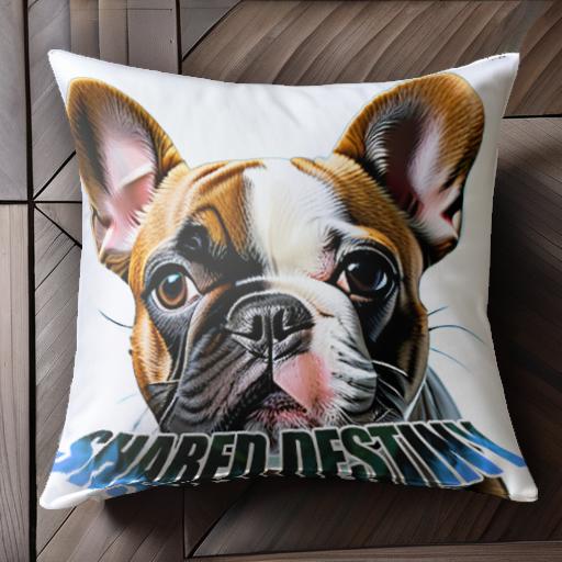 青 フレンチブルドッグ テキスト 耳 クッションカバー 45×45cm アニマル柄 おしゃれ 可愛い クッション..