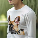長袖Tシャツ 人間用 メンズ 秋春夏 プリント レジャー アウトドア カジュアル かわいい 犬ファン 文字 フレンチブルドッグ (Schrift)