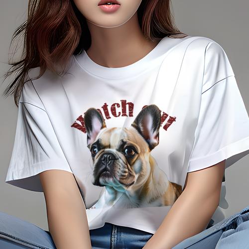 Tシャツ レディース 犬ファン 半袖 春夏 犬柄 プリント カジュアル かわいい 人間用 フィットネス ダンス ウォッチアウト フレンチブルドッグ 標識 注意 イラスト Tシャツ レディース 犬ファン 半袖 春夏 犬柄 プリント カジュアル かわいい 人間用 フィットネス ダンス ウォッチアウト フレンチブルドッグ 標識 注意 イラスト