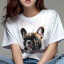 Tシャツ レディース 犬ファン 半袖 春夏 犬柄 プリント カジュアル かわいい 人間用 フィットネス ダンス CCOMPANY フレンチブルドッグ 文字(4)
